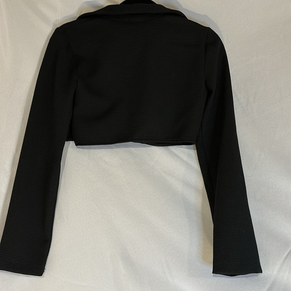 Zara Crop Top Black Crisscross Lapel Size Small - Picture 3 of 5